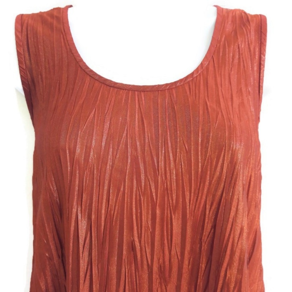 Susan Graver Tank Top Copper Crinkle Shimmer S - Picture 4 of 6
